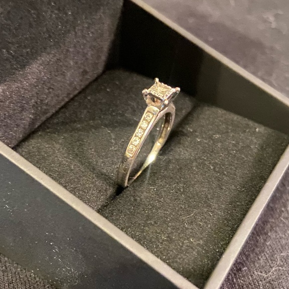 10k White Gold Princess Cut Diamond Engagement Ring 💍 Size 7 1/4 carat - Picture 3 of 8